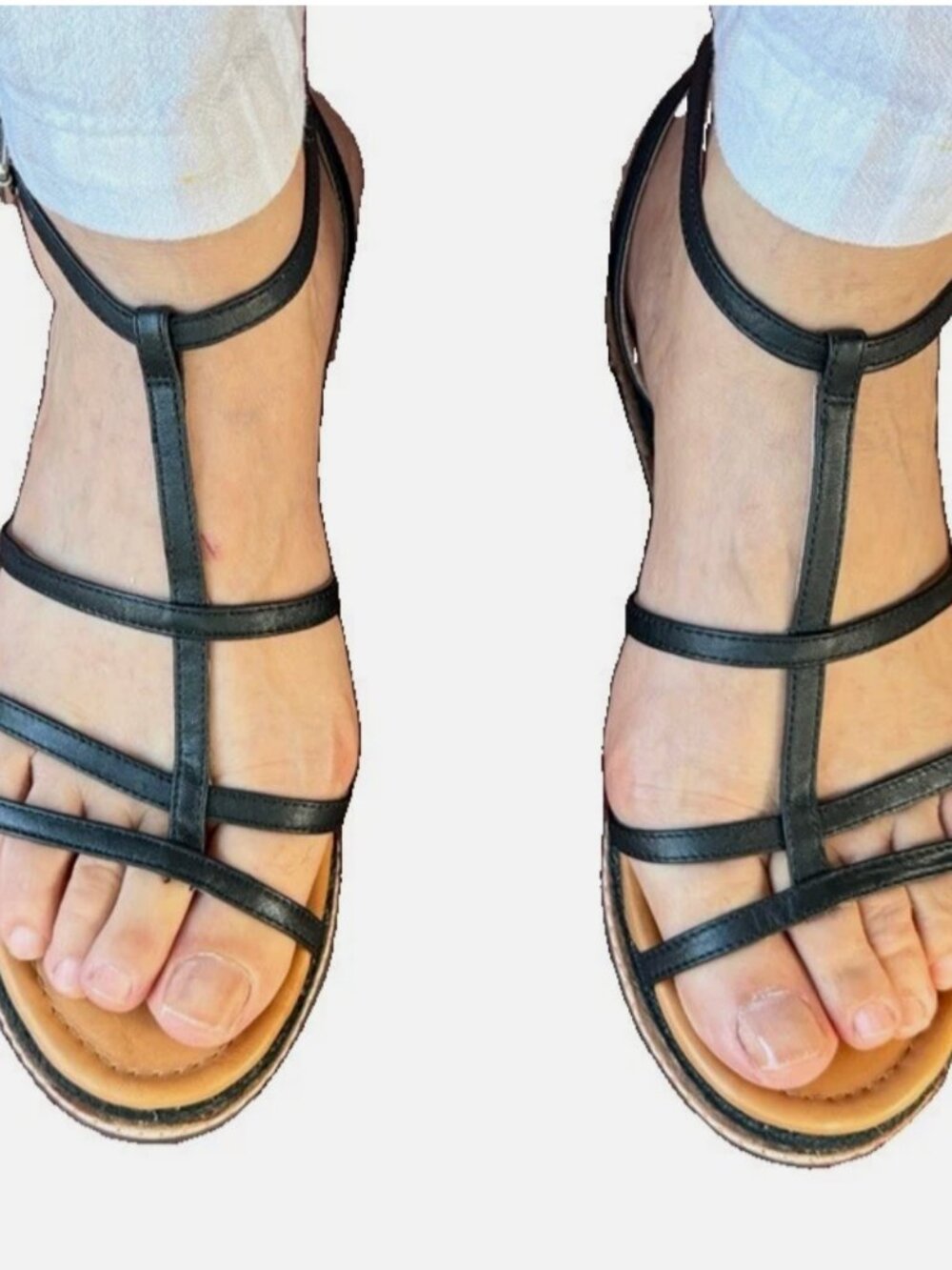CORSO COMO Comfortable Wedge Sandals Black Raffia Thin Leather Straps, size 8.5M